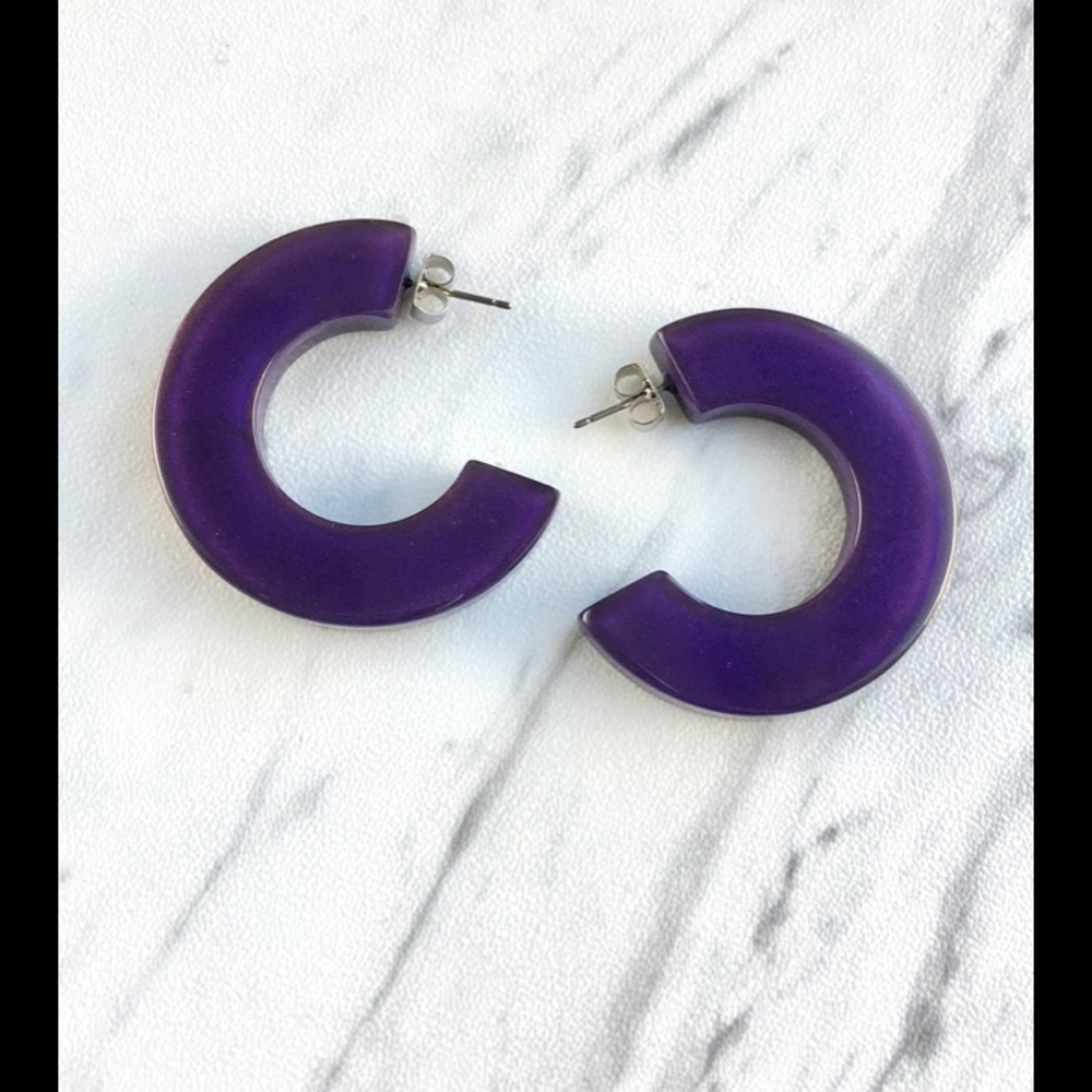 Halogen Resin Hoop Earrings